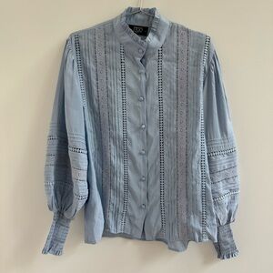 Women's Blue Embroidered Top